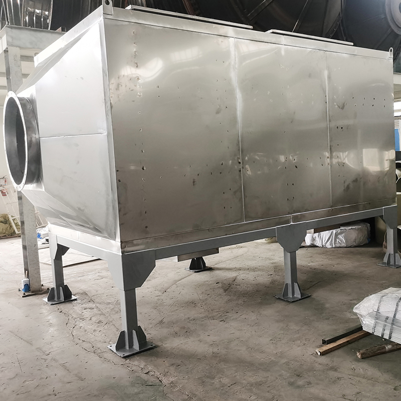 Estrutura de carga superior e descarga lateral Caixa de adsorção de carvão ativado em aço inoxidável 304