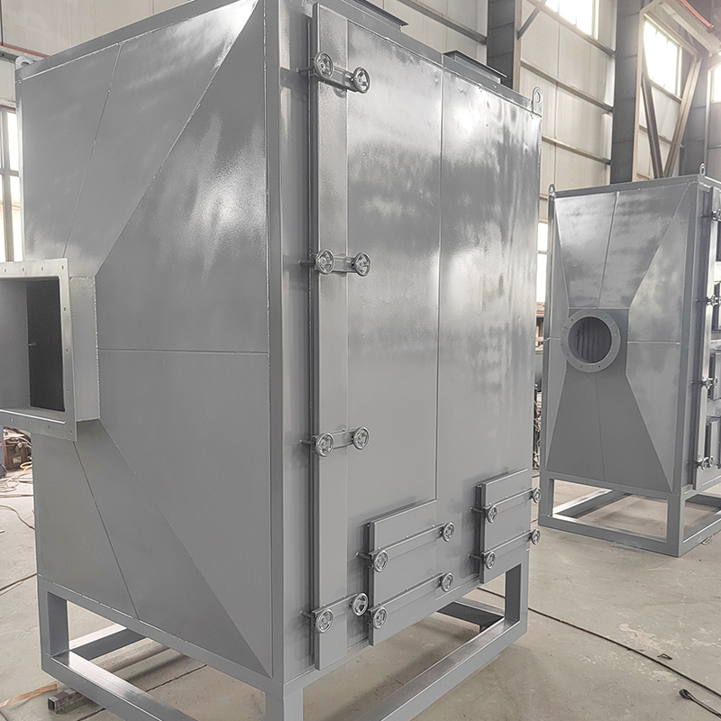 Caixa de adsorção de carvão ativado de aço carbono com carregamento superior e carregamento lateral inferior